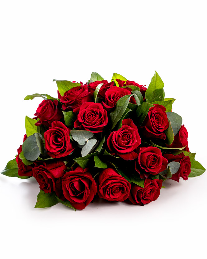 Aranjament funerar cu trandafiri roșii