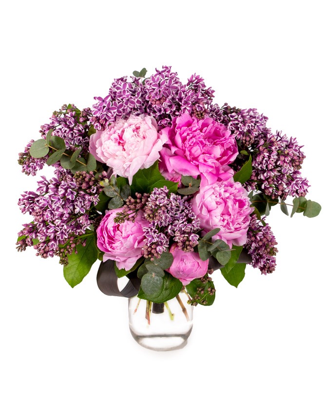 Bouquet with lilacs and peonies