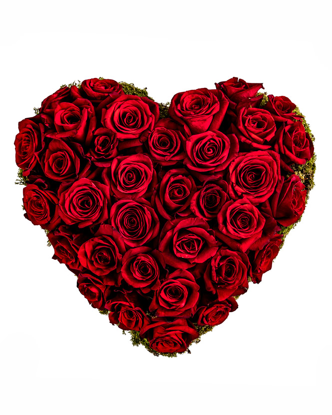 Red rose heart arrangement