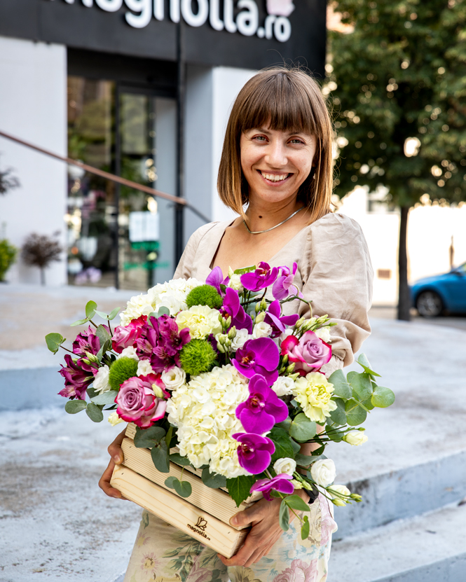 Arrangement with Orchids and Hydrangeas