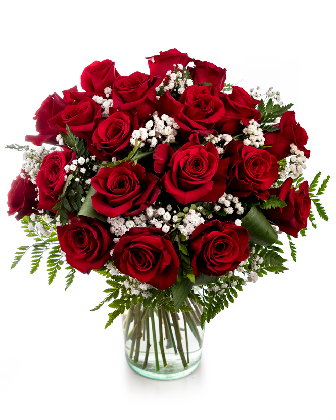 Bouquet of roses and gypsophila