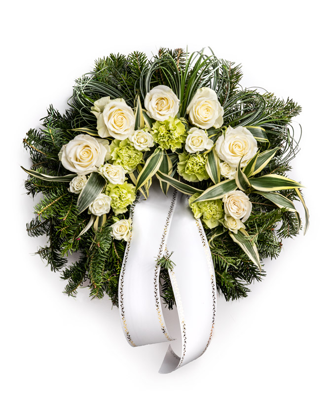 Funeral wreath with carnations and roses