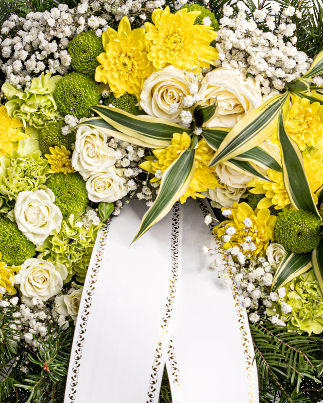 Funeral wreath with chrysanthemums and carnations