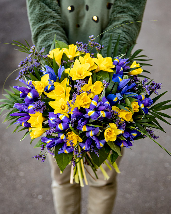 Daffodils and irises bouquet