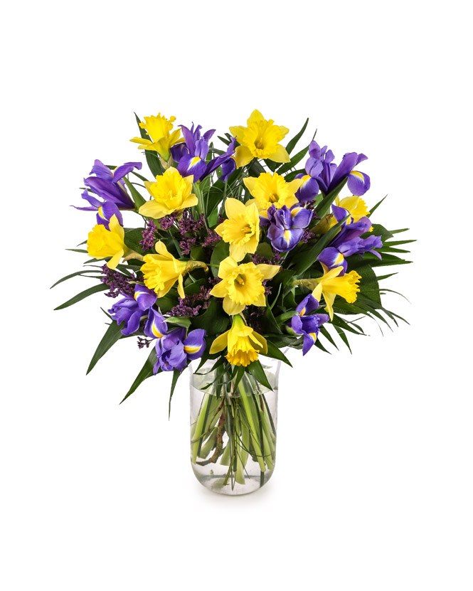 Daffodils and irises bouquet