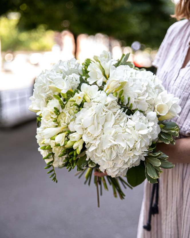 Hydrangea and freesia bouquet