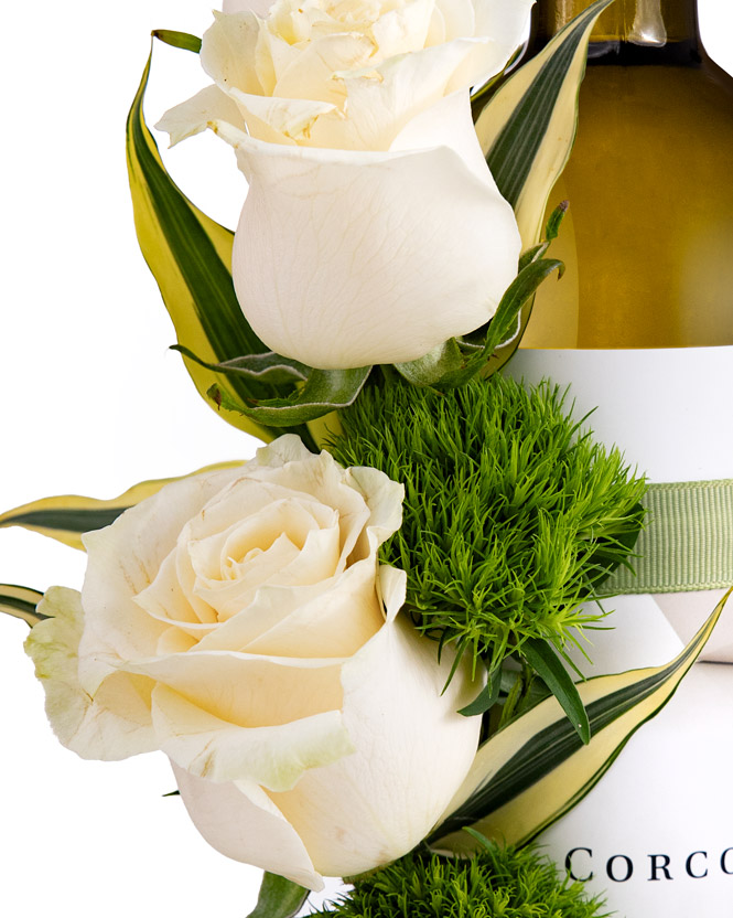 Floral arrangement on a bottle