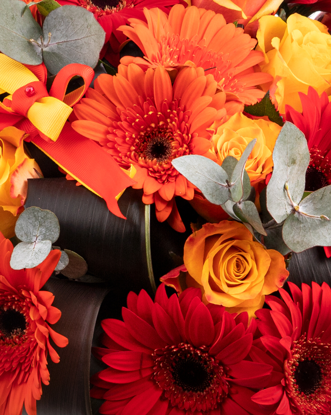 Buchet trandafiri și gerbera