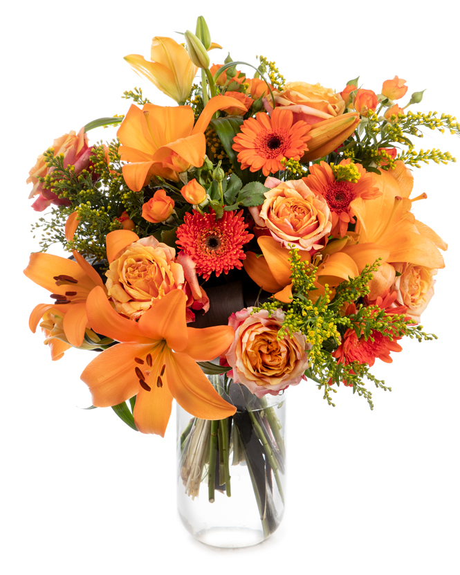 Bouquet of orange gerberas and lilies