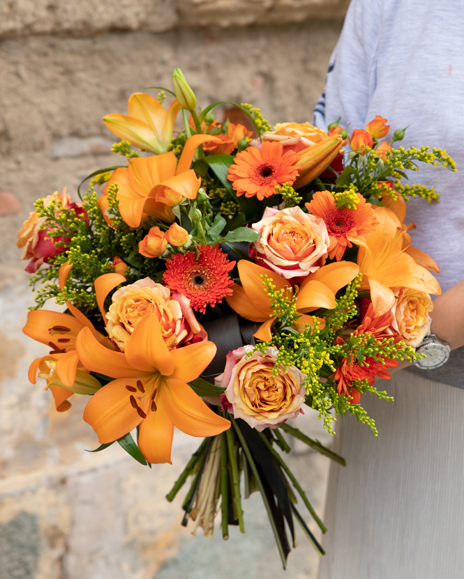 Bouquet of orange gerberas and lilies