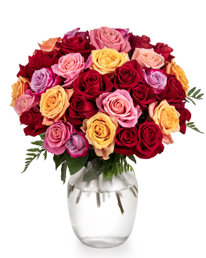 Bouquet with multicolored roses