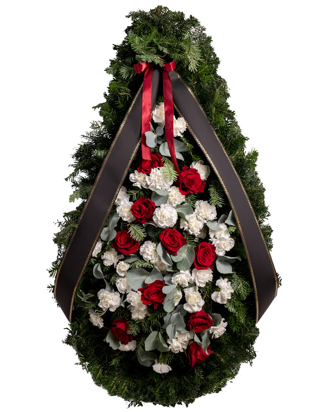 Funeral wreath with roses and carnations