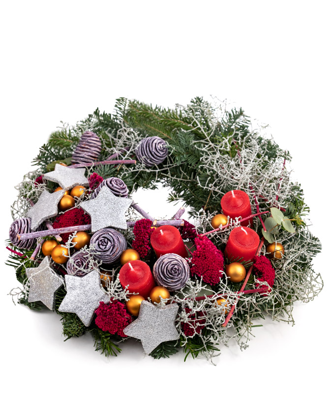 Wreath with silver stars
