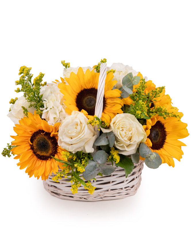 Basket filled with sunflower