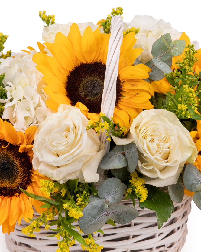 Basket filled with sunflower