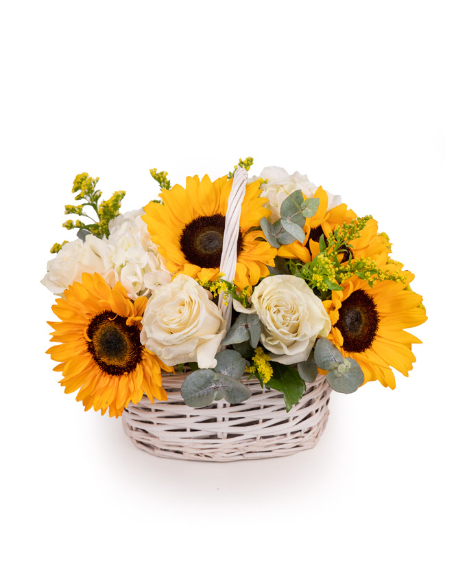 Basket filled with sunflower