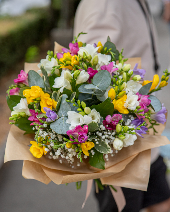 Colorful freesia bouquet