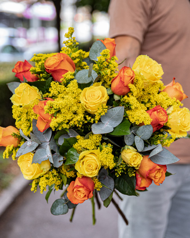 Bouquet with yellow and orange roses