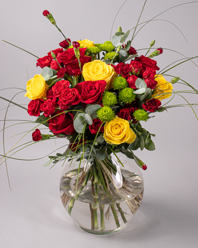 Bouquet of red and yellow roses