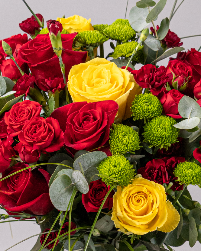 Bouquet of red and yellow roses
