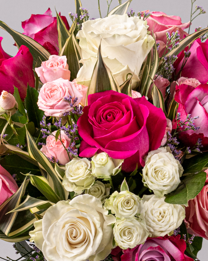 Bouquet of roses in pink shades  