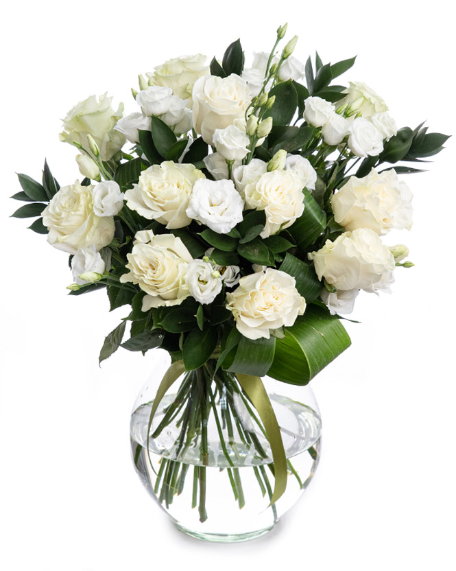 White roses and eustoma bouquet