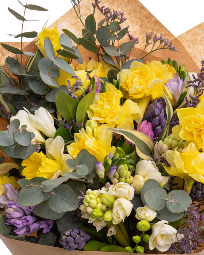 bouquet of daffodils and hyacinths