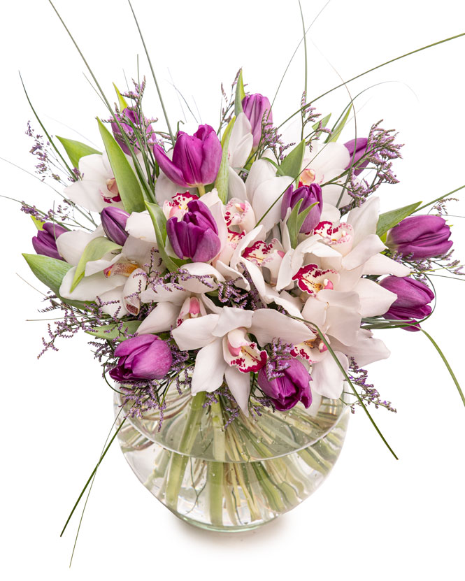 Tulip and orchid bouquet