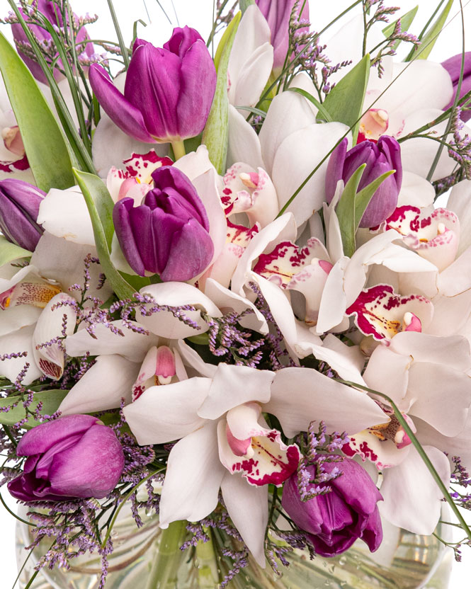 Tulip and orchid bouquet