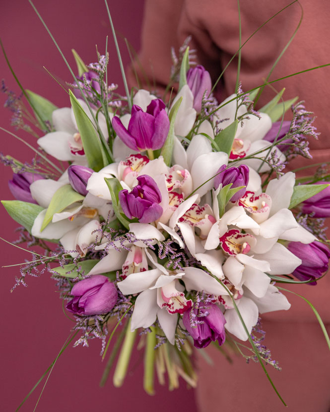 Tulip and orchid bouquet