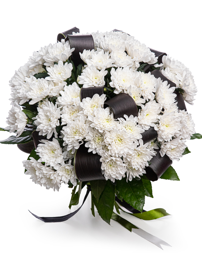 Buchet funerar cu flori albe