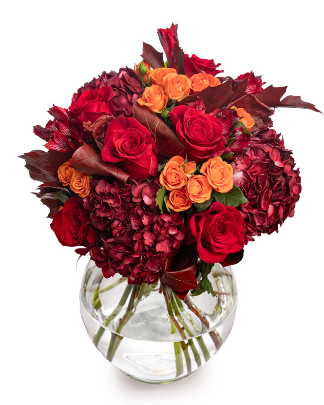 Bouquet with red and orange flowers