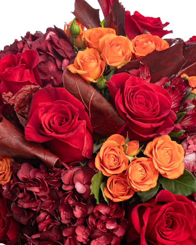 Bouquet with red and orange flowers