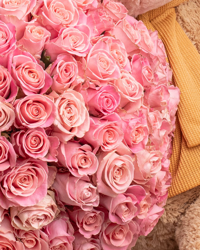 101 Pink Roses and Giant Teddy Bear