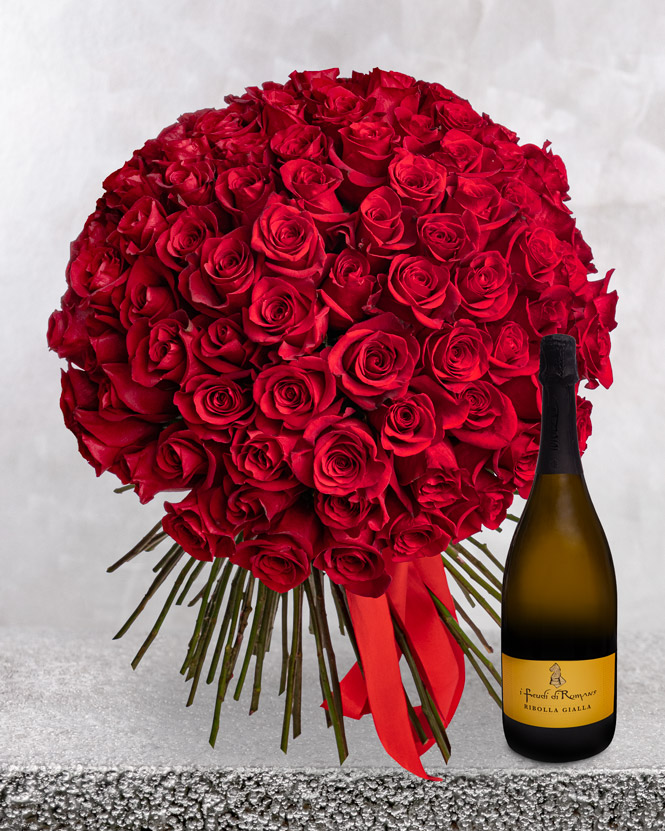 101 Red Roses and Sparkling Wine I Feudi di Romans 1.5L