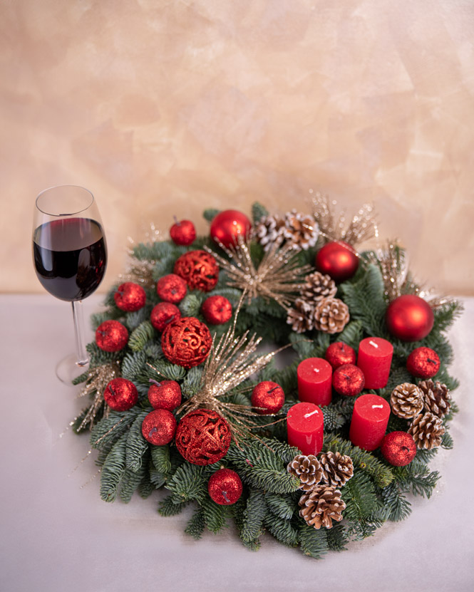 Christmas wreath with accessories