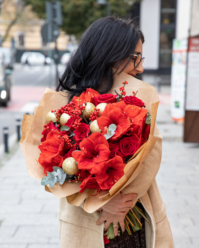 Christmas bouquet with ornaments