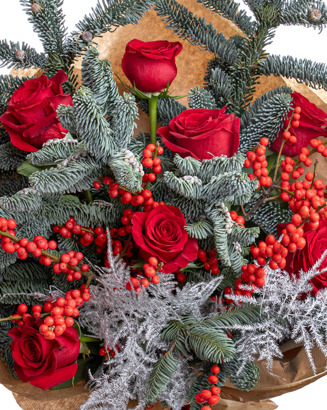 Winter bouquet with fir twigs