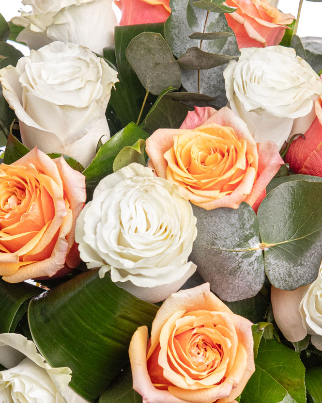 Bouquet of white and orange roses