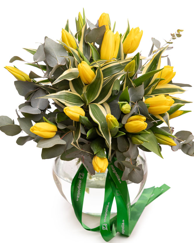 Bouquet with yellow tulips