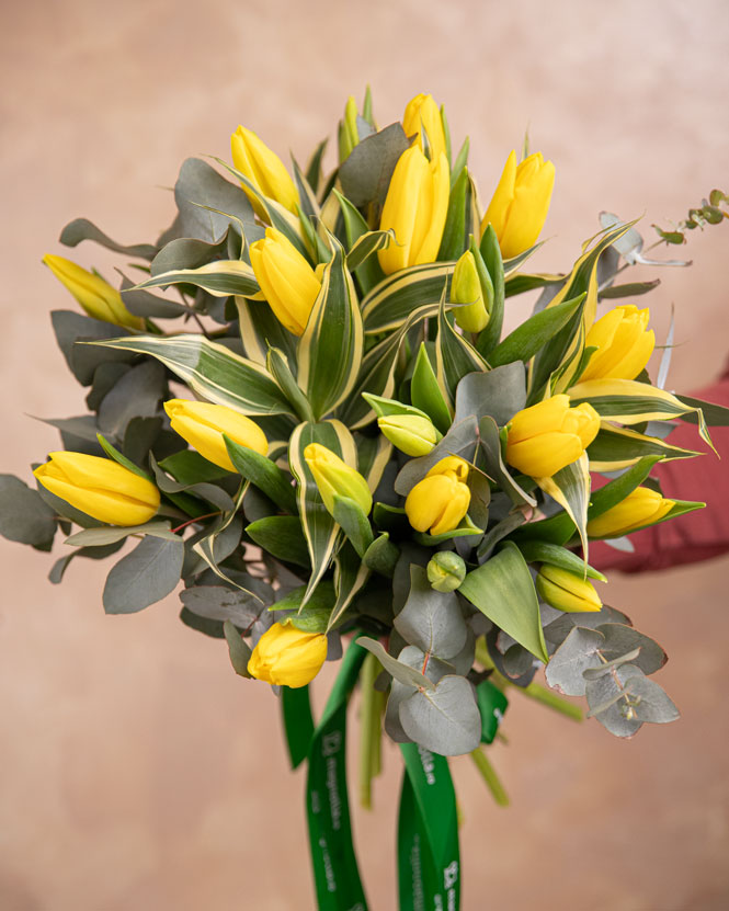 Bouquet with yellow tulips