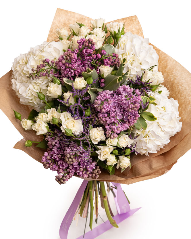 Lilac and hydrangeas bouquet