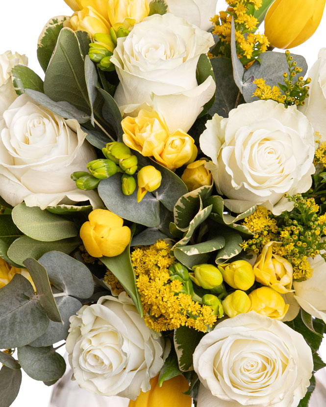 White roses and freesia bouquet