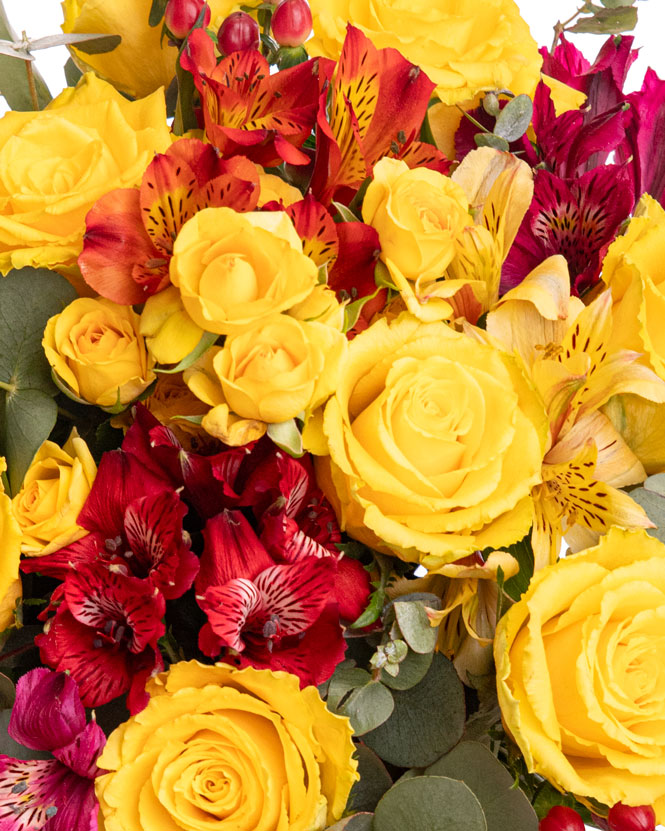 Bouquet with alstroemeria and yellow roses