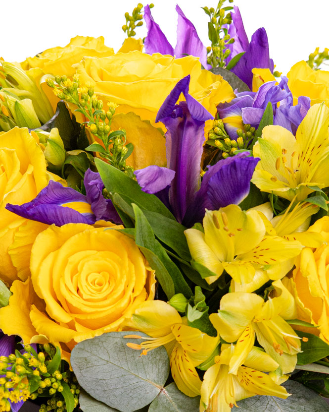 Arrangement with irses and roses