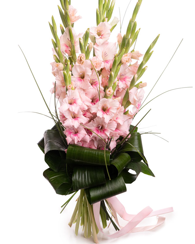 Buchet cu gladiole roz