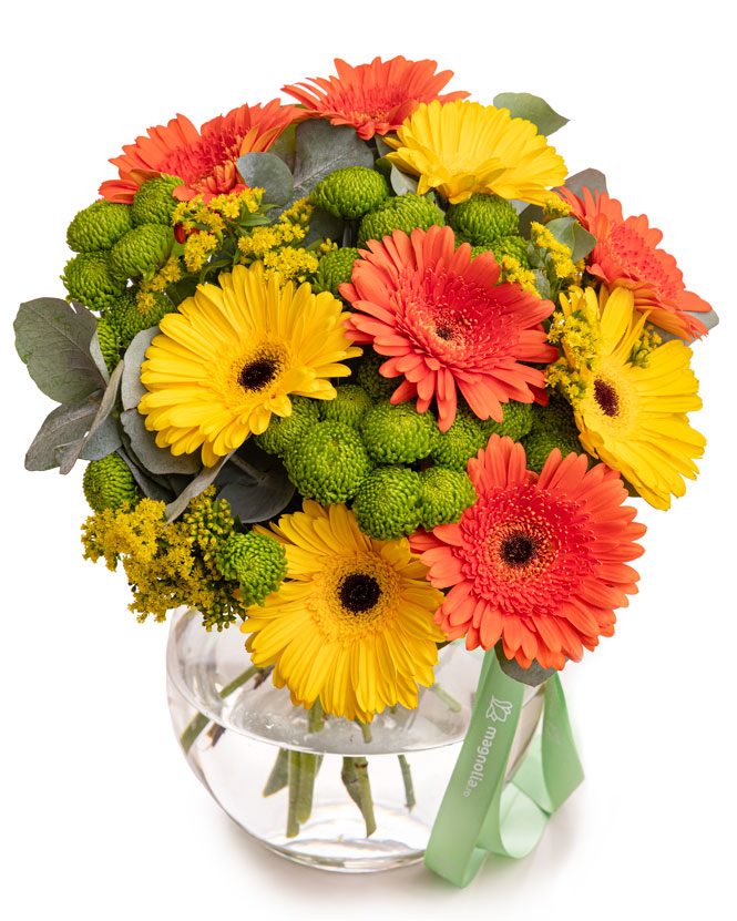 Buchet crizanteme si gerbera
