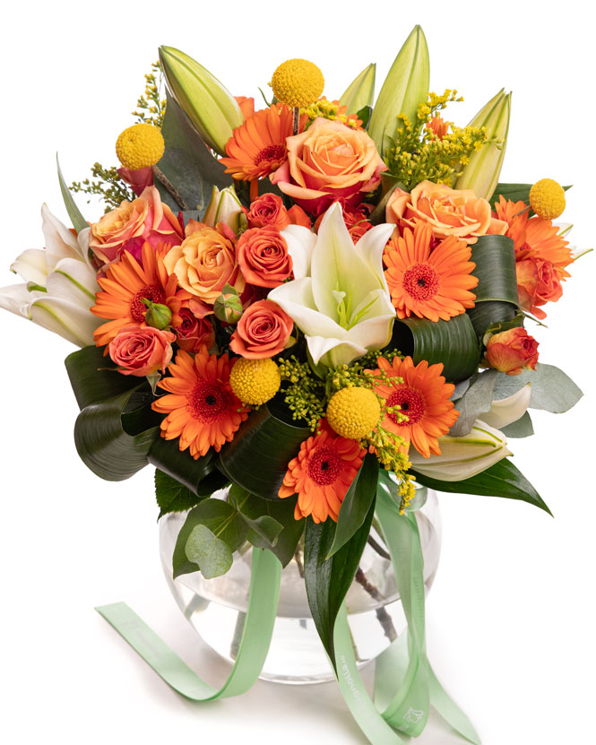 Bouquet of orange gerberas and lilies