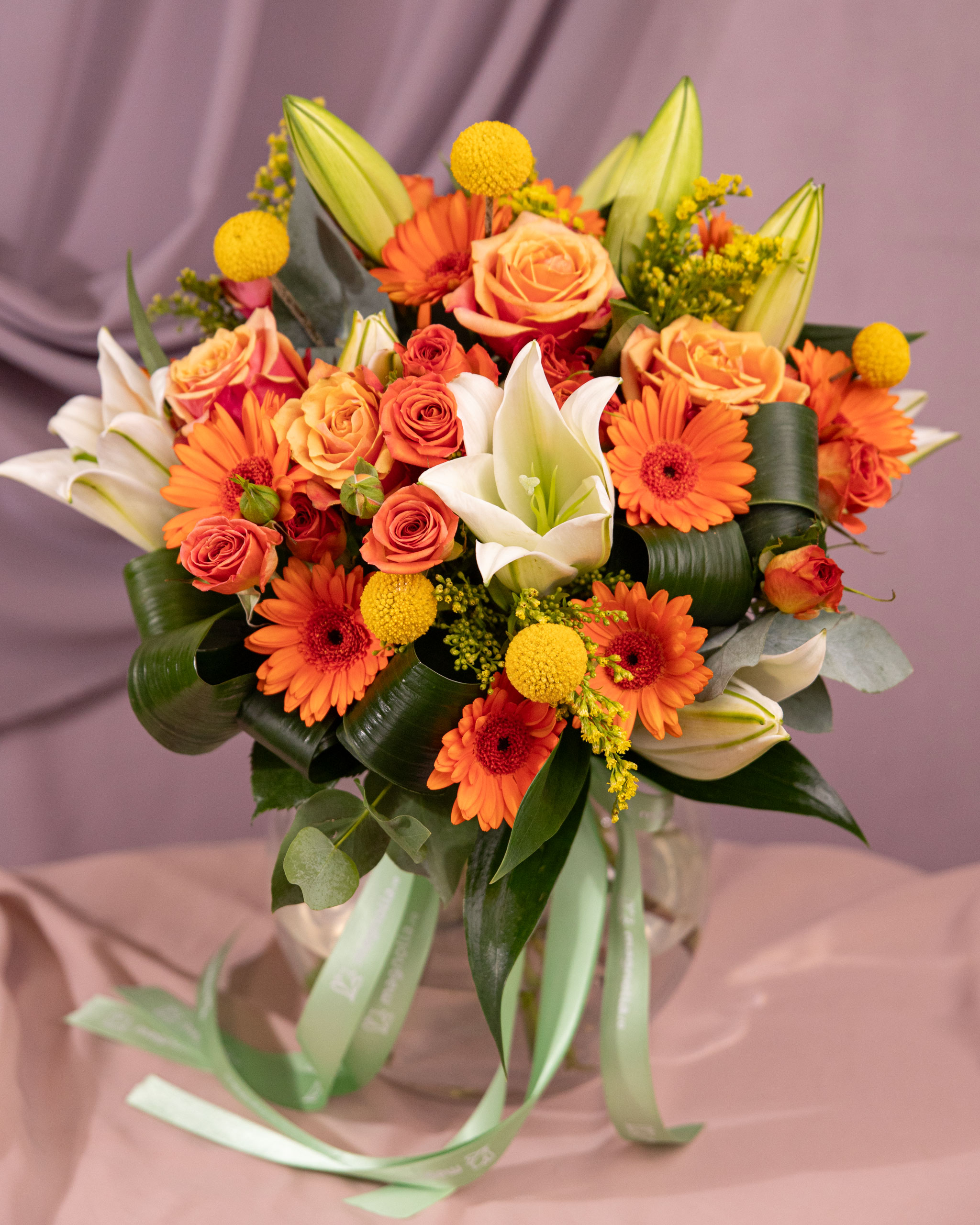 Bouquet of orange gerberas and lilies