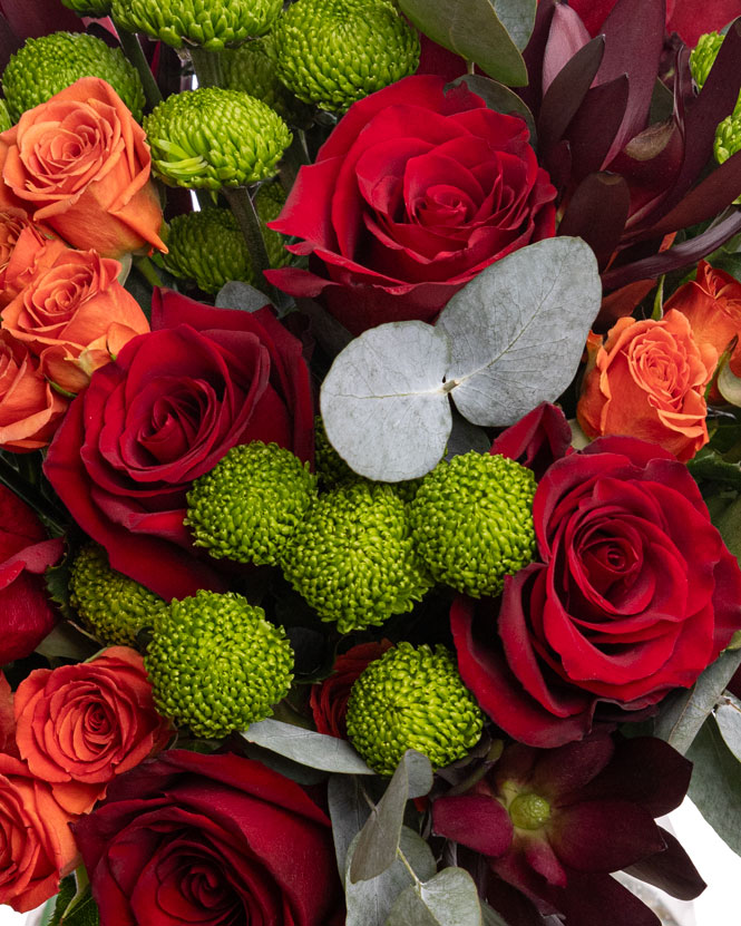 Bouquet with roses and chrysanthemums